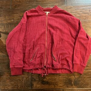 Burgundy bomber style Zip-Up Jacket
